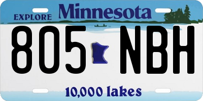 MN license plate 805NBH