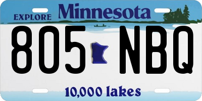 MN license plate 805NBQ