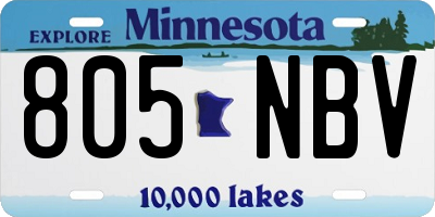 MN license plate 805NBV