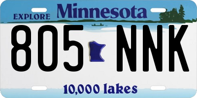 MN license plate 805NNK