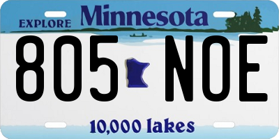 MN license plate 805NOE