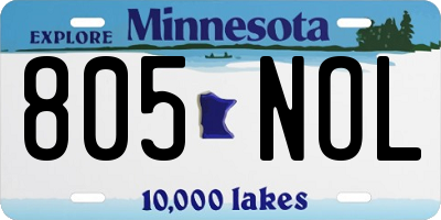 MN license plate 805NOL