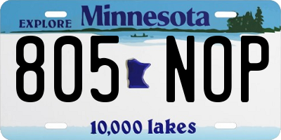 MN license plate 805NOP