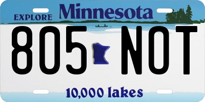 MN license plate 805NOT
