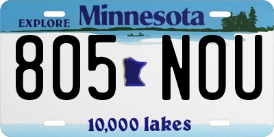 MN license plate 805NOU
