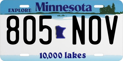 MN license plate 805NOV