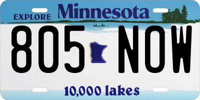 MN license plate 805NOW