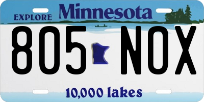 MN license plate 805NOX