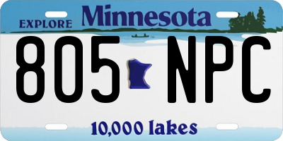 MN license plate 805NPC