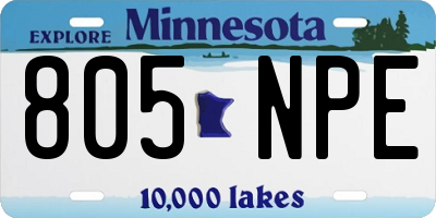 MN license plate 805NPE