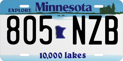 MN license plate 805NZB
