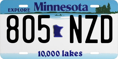 MN license plate 805NZD