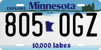 MN license plate 805OGZ