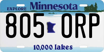 MN license plate 805ORP