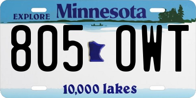 MN license plate 805OWT