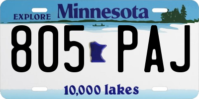 MN license plate 805PAJ