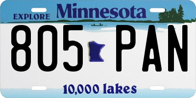 MN license plate 805PAN