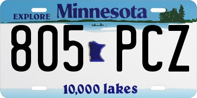 MN license plate 805PCZ