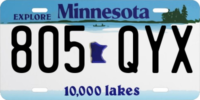 MN license plate 805QYX