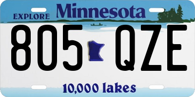 MN license plate 805QZE