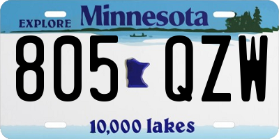 MN license plate 805QZW