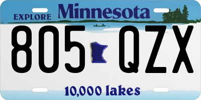 MN license plate 805QZX