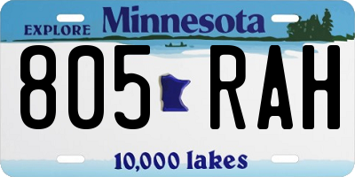 MN license plate 805RAH