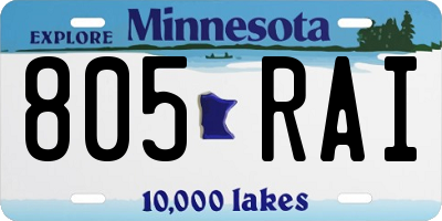 MN license plate 805RAI