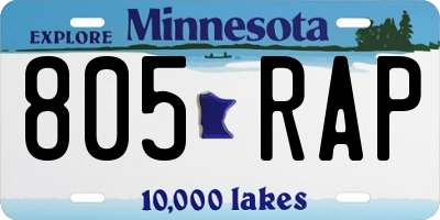 MN license plate 805RAP
