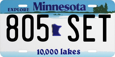 MN license plate 805SET