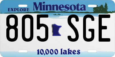 MN license plate 805SGE