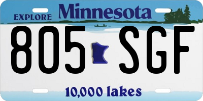 MN license plate 805SGF