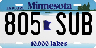 MN license plate 805SUB