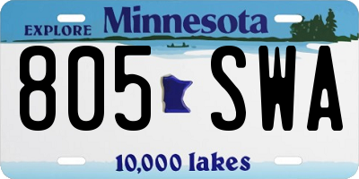 MN license plate 805SWA