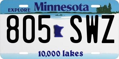 MN license plate 805SWZ