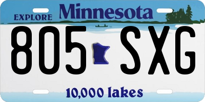 MN license plate 805SXG