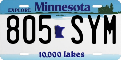 MN license plate 805SYM