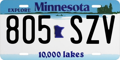 MN license plate 805SZV