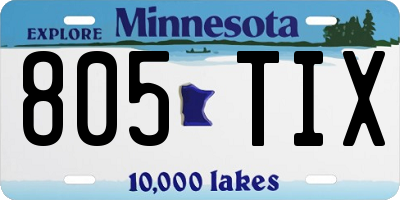 MN license plate 805TIX