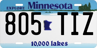 MN license plate 805TIZ