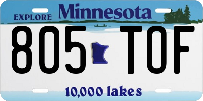 MN license plate 805TOF