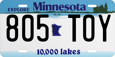 MN license plate 805TOY