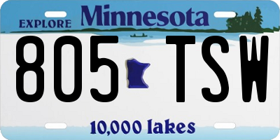 MN license plate 805TSW