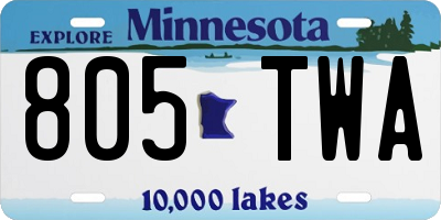 MN license plate 805TWA
