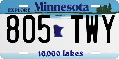 MN license plate 805TWY