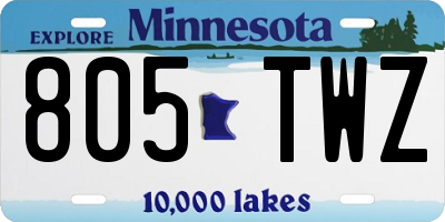 MN license plate 805TWZ