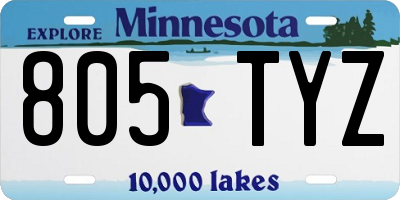 MN license plate 805TYZ