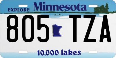 MN license plate 805TZA