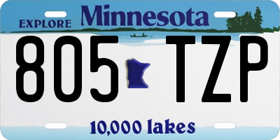 MN license plate 805TZP