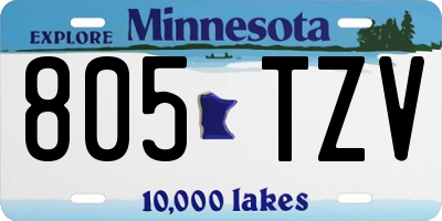 MN license plate 805TZV